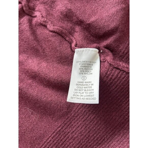 Evolution By Cyrus Womens Open Front Cardigan Sweater Burgundy 3/4 Sleeve Size S - Picture 4 of 9
